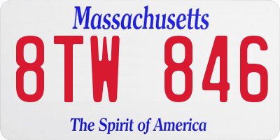MA license plate 8TW846