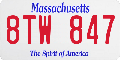 MA license plate 8TW847