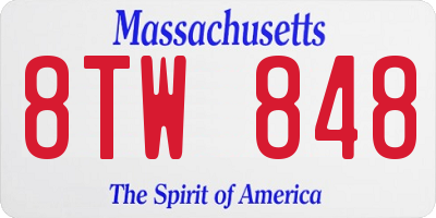 MA license plate 8TW848