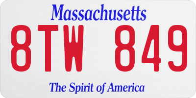 MA license plate 8TW849