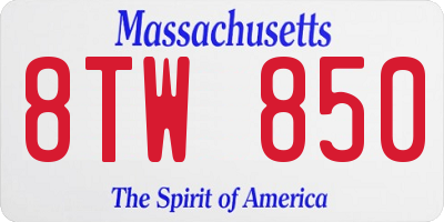 MA license plate 8TW850