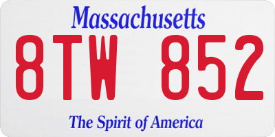 MA license plate 8TW852