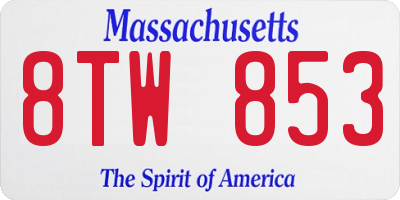 MA license plate 8TW853