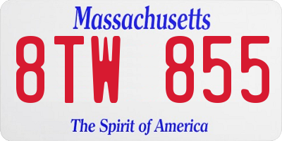 MA license plate 8TW855