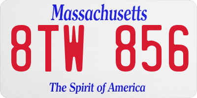 MA license plate 8TW856