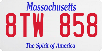 MA license plate 8TW858