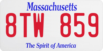 MA license plate 8TW859