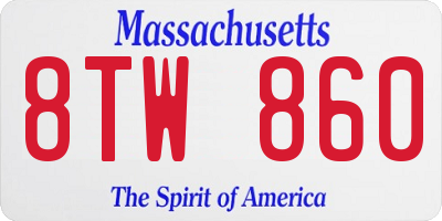 MA license plate 8TW860
