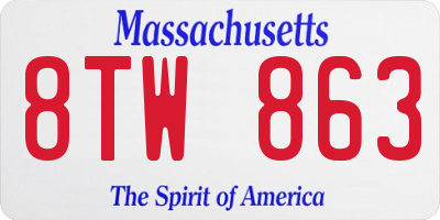 MA license plate 8TW863