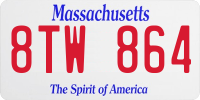MA license plate 8TW864