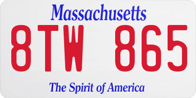 MA license plate 8TW865