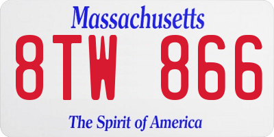 MA license plate 8TW866