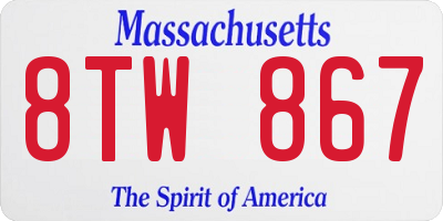 MA license plate 8TW867