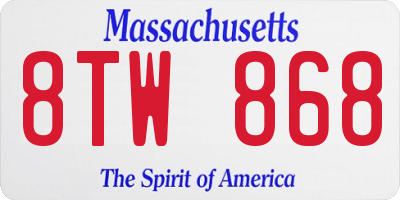 MA license plate 8TW868