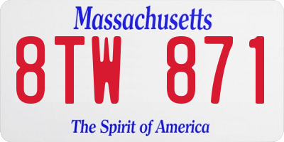MA license plate 8TW871