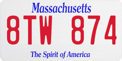 MA license plate 8TW874
