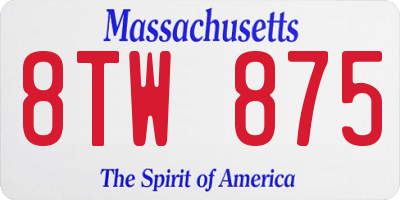 MA license plate 8TW875