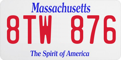 MA license plate 8TW876
