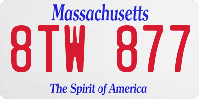 MA license plate 8TW877