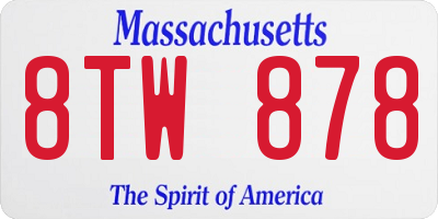 MA license plate 8TW878