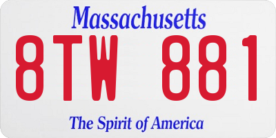 MA license plate 8TW881