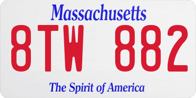 MA license plate 8TW882