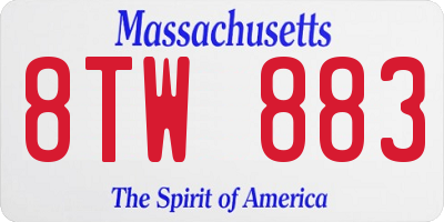 MA license plate 8TW883
