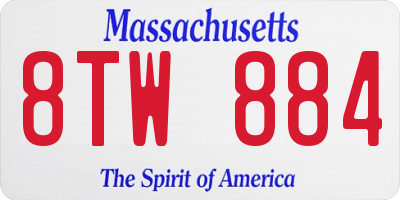 MA license plate 8TW884