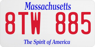 MA license plate 8TW885