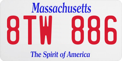 MA license plate 8TW886