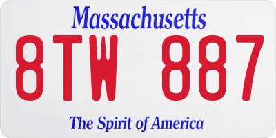 MA license plate 8TW887