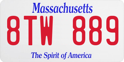 MA license plate 8TW889
