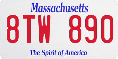 MA license plate 8TW890
