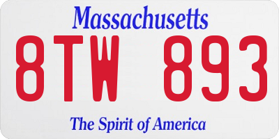 MA license plate 8TW893