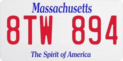 MA license plate 8TW894