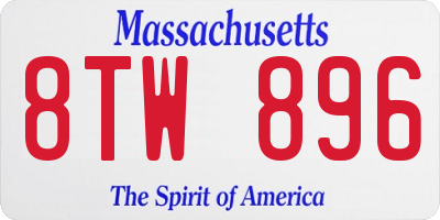 MA license plate 8TW896