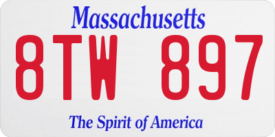 MA license plate 8TW897