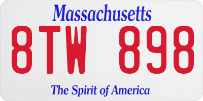 MA license plate 8TW898