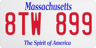 MA license plate 8TW899