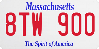 MA license plate 8TW900