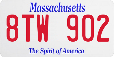 MA license plate 8TW902