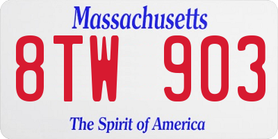 MA license plate 8TW903