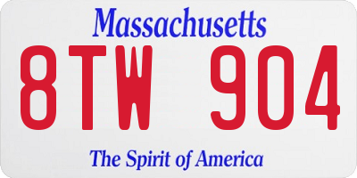 MA license plate 8TW904