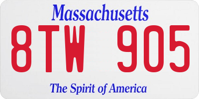 MA license plate 8TW905