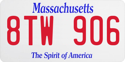 MA license plate 8TW906