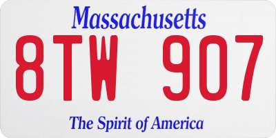 MA license plate 8TW907