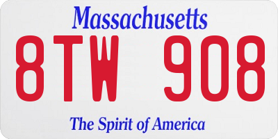 MA license plate 8TW908