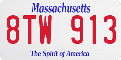 MA license plate 8TW913