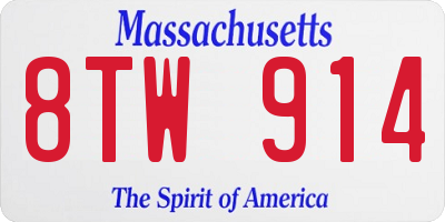 MA license plate 8TW914