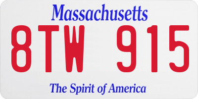 MA license plate 8TW915
